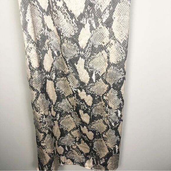 H&M | Satin Look Snake Print Midi Slip Dress Spaghetti Straps Women’s Size Small - Picture 7 of 12